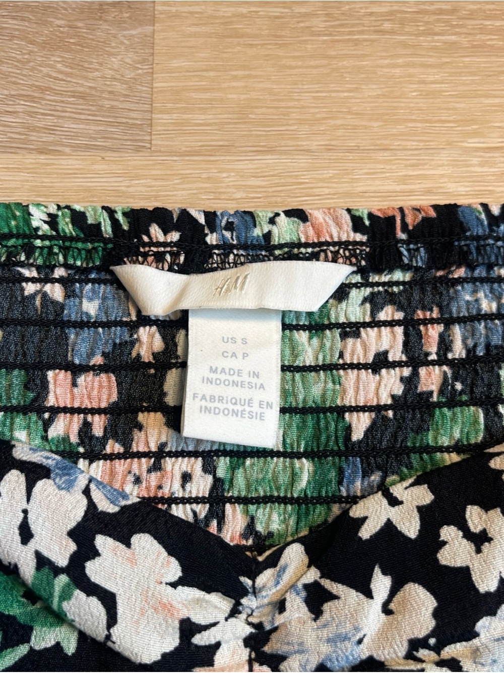 H&M Black Floral Print Puff Sleeve Blouse Shirt Fairy Whimsigoth Cottagecore - Picture 4 of 6